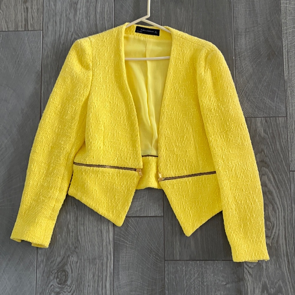 Zara Yellow Tweed Blazer